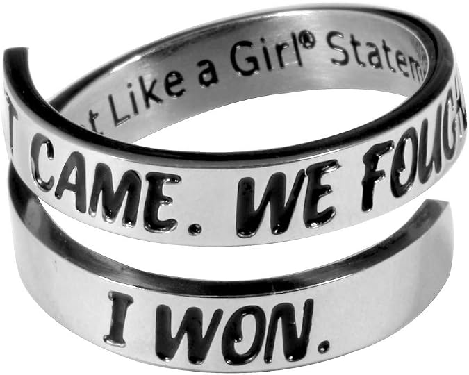 Fight Like a Girl It Came. We Fought. I Won. Survivor Stainless Steel Open Wrap Ring