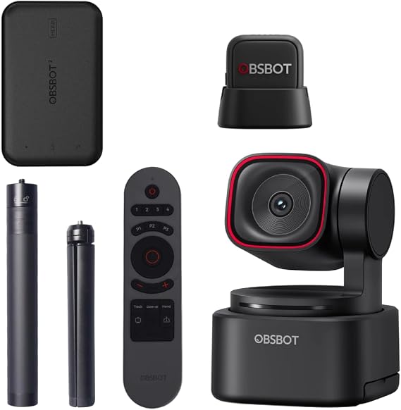 OBSBOT Tiny 3 Lite Streaming Combo, AI-Powered Spatial Audio 4K Webcam - Compact AI Tracking PTZ Camera with 1/2" Sensor, Tri-Mic, Voice Control, 120FPS, HDR, Webcam for PC, Mac, Laptop, Streaming
