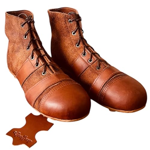 Geoffrey I Vintage 100% Cow Leather Football Rugby Ball & Soccer Shoes Classic Retro Antique Style Tan