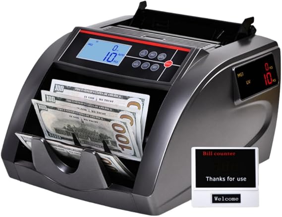 Bill Counter Money Counter, Fake Bill Detection Function, Bill Counting Machine, Currency Function, Money Counting Machine, Bill Counter, Multi-functional, Easy Operation, Latest LCD Screen Gray, 110