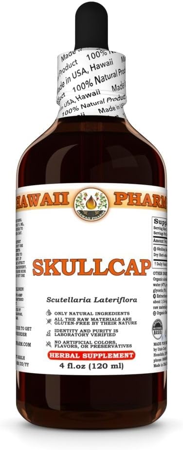 Skullcap (Scutellaria Lateriflora) Dry Herb Tincture, All Natural, Vegan, Pure Liquid Extract - 4 fl.oz