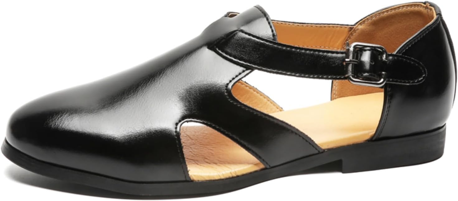 Men's Premium Leather Barefoot - style Roman Sandals: Non - slip, Wear - resistant. Soft, Comfortable, Lightweight & Highly Breathable.