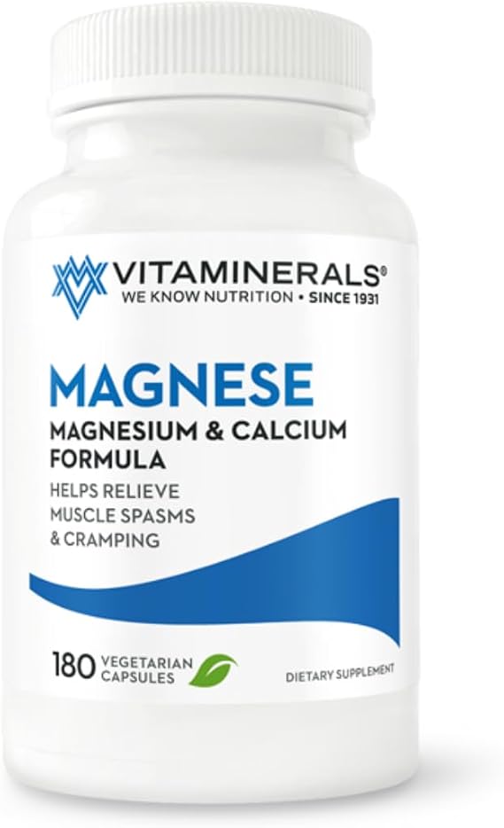 VITAMINERALS 10 Magnese Magnesium, Calcium & Vitamin D3, Bone & Muscle Support 180 Veggie caps