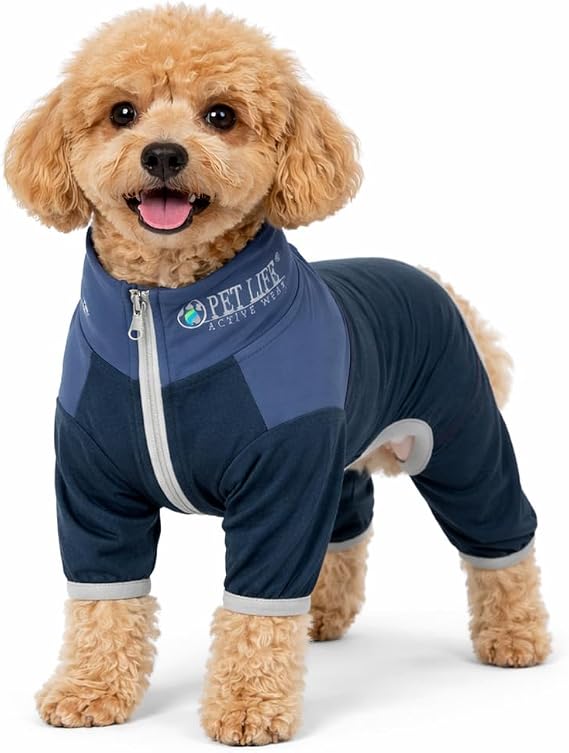 Pet Life Active 'Embarker' Lightweight 4-Way Stretch and Quick-Dry Two-Tone Full Body Fitness Dog Tracksuit Sweater