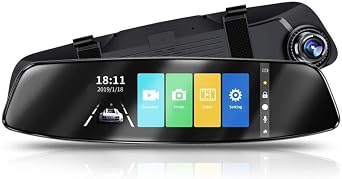 Mirror Dash Cam, Dual Dashboard Camera Recorder with Touch Screen Front Rear View HD Camera, G Sensor, Reverse Monitor, Loop Recording with 16GB Micro SD Card