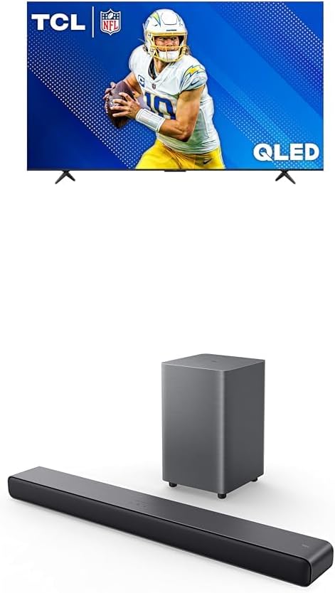 TCL 85-Inch Q68 QLED Pro 4K UHD Smart TV with Google TV (85Q681G, 2024 Model) S55H S Class 2.1 Channel Sound Bar with Dolby Atmos