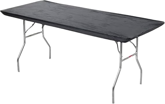 Kwik-Covers 6' Rectangle Plastic Table Covers 30" x 72", Bundle of 5 (Black)