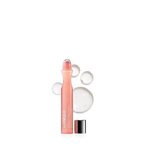 Clinique All About Eyes Serum De-Puffing Eye Roller Massage For Dark Circles With Caffeine | Hydrating, Brightening + Depuffing Eye Massager | Travel Size, 0.5 Fl Oz