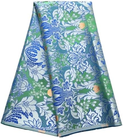 African Lace Fabric 5 Yards, Nigerian Jacquard Embroidery Brocade Textile Lace Fabric for Party Dress Sewing