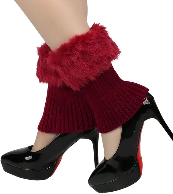 Bestjybt Womens Thick Fur Boot Socks Knitted Boot Cuffs Leg Warmers