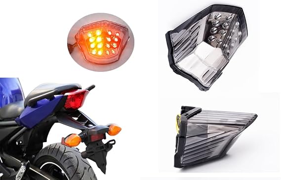 Fit for Yamaha 2009-2017 FZ6R; 2010-2017 XJ6 Diversion; Rear Lamp Brake Tail light+Integrated Turn Signal Idicator Function; 20S-84710-00-00 (Smoke)