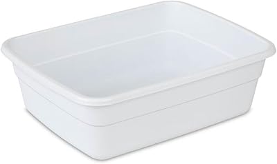 Sterilite Small Portable Rectangle Plastic Heavy Duty Reinforced Plastic 8 Qt Kitchen Dish Pan Basin Container for Dishware & Laundry, White 12 Pack