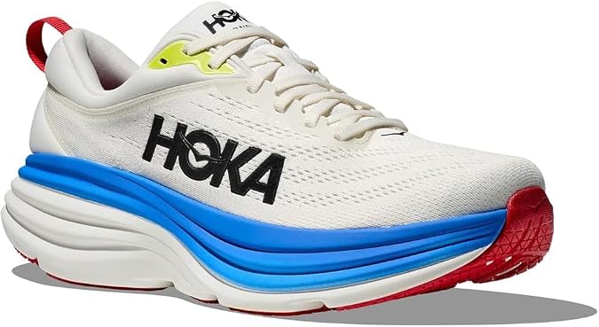 Hoka Men's Bondi 8 Sneaker, Blanc De Blanc/Virtual Blue US Size 9.5