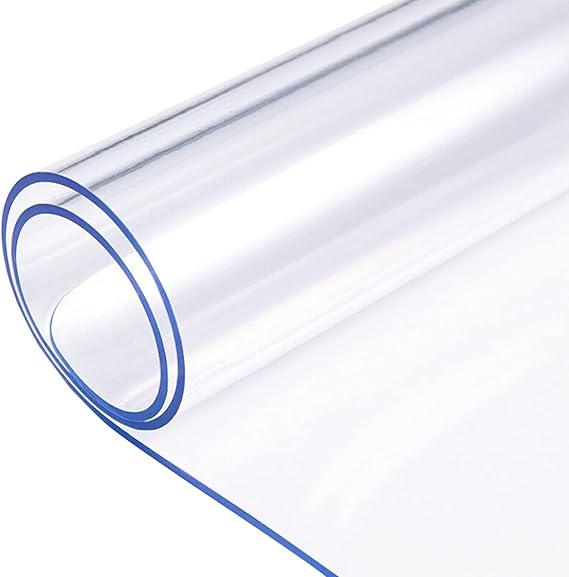 32X32 Inch 1.5mm Clear Plastic Coffee Dining Table Protector Tablelcloth Square PVC Desk Pad Mat Plastic Tablecloth Furniture Protective Cover Work Table Protector End Countertop Cover Mat