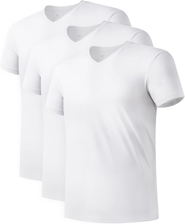 DAVID ARCHY Men's Bamboo Rayon Moisture-Wicking V-Neck Undershirt 3 or 5 Pack