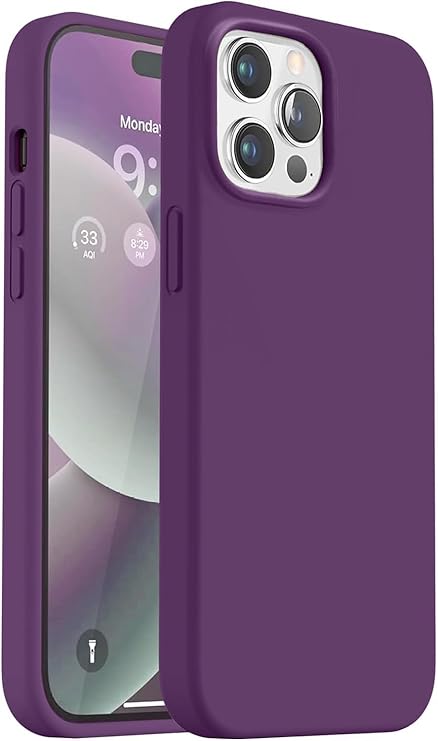 iPhone 14 Pro Max ile Uyumlu İçi Kadife Lansman Silikon Kılıf – Kamera Korumalı, Darbe Emici, Premium Yumuşak Kapak Derin mor