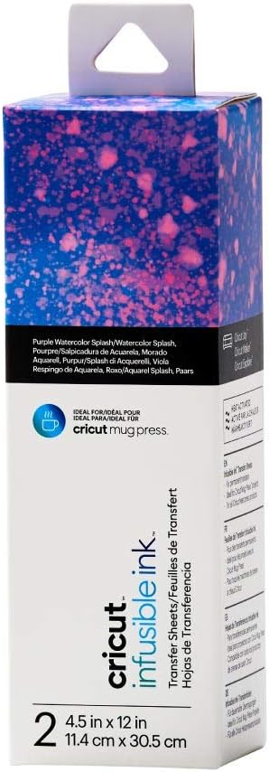 Cricut Infusible Ink Transfer Sheets - 4.5" x 12" - Purple Watersplash Pattern - for Cricut Mug Press, Maker, Explore Air 2