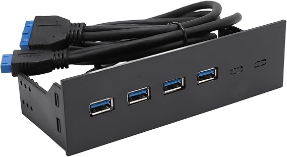 USB 3.0 Front Panel Hub, 4 Ports Front Panel Floppy Disk Bay, 5Gbps High Speed, 5.25in Internal Metal USB Hub, Optical Drive Front Panel for Desktop Motherboard