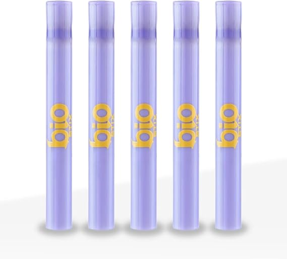BIO Stix: 4 Inch Glass Straw Chillum with Pulp Filter, 5-Pack - Purple