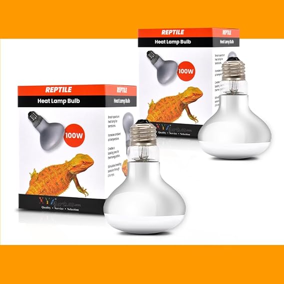 XYZReptiles UVA Reptile Heat Lamp 100 Watt Bulb Basking Light (2 Pack Bulbs)