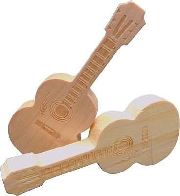 16GB USB Flash Drives Memory Sticks Thumb Drive for Birthday Gifts & Presents Maple & Bamboo Wood Guitar