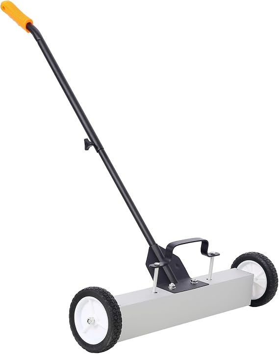 Quick Release Magnetic Sweeper Rolling Magnetic Sweeper with Wheels Adjustable Magnetic Sweeper with 30LBS Capacity for Nails Screws Collection 24 inches