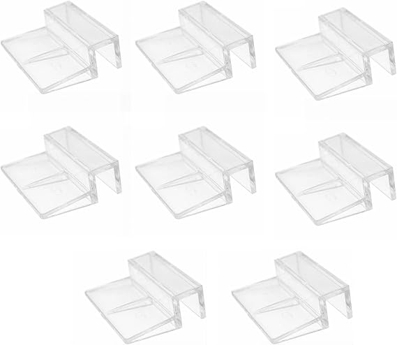 Aquarium Cover Clip, 8 Pcs 6/8/10/12mm Glass Fish Tanks Cover Clip Clear Color Acrylic Aquarium Cover Clip Support Holder Universal Lid Clips for Rimless Aquariums (8MM)