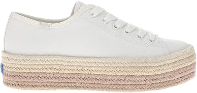 Keds Womens Triple Up Canvas Jute Foxing Lace Up Sneakers Shoes Casual - Brown, White