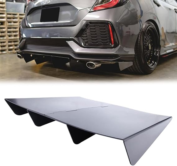 Rear Defuzer Diffuser Matte Black Rear Bumper Lip Universal Car Shark Fin Flat Integrated Spoiler 22"20"