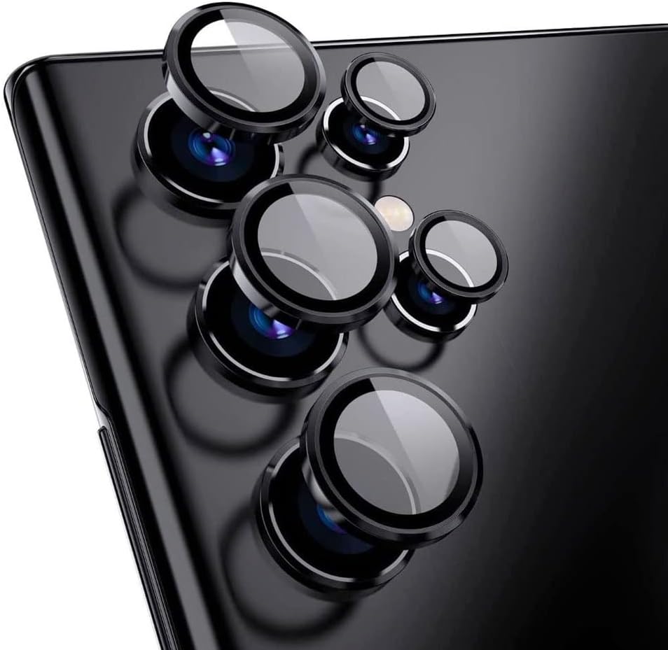 Galaxy S23 Ultra İle Uyumlu Lens Koruyucu Kolay Tak Çıkar Ergonomik İnce Tasarım Kırılma Ve Çizilme Önleyici CmConan Kamera Koruyucu Siyah