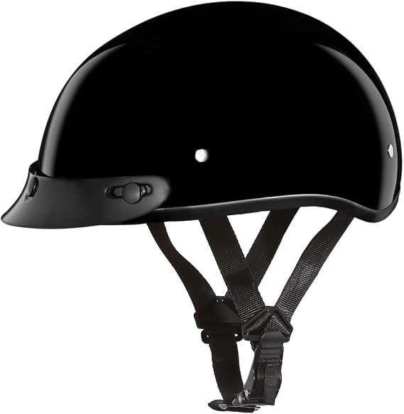 Daytona Helmets Motorcycle Half Helmet Skull Cap Jr.- Hi-Gloss Black 100% DOT Approved