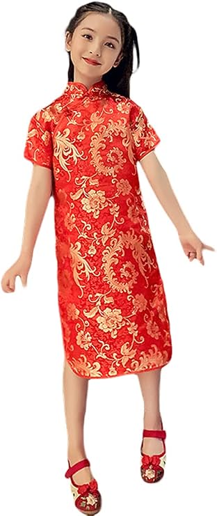 AvaCostume Girls Chinese Dragon Phoenix Qipao Cheongsam Dress