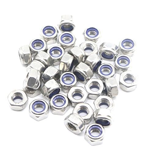BinifiMux 40Pcs M4 x 0.7mm Stainless Steel Self-Lock Nylon Inserted 4mm Locking Nuts for 3D Printer, Furniture