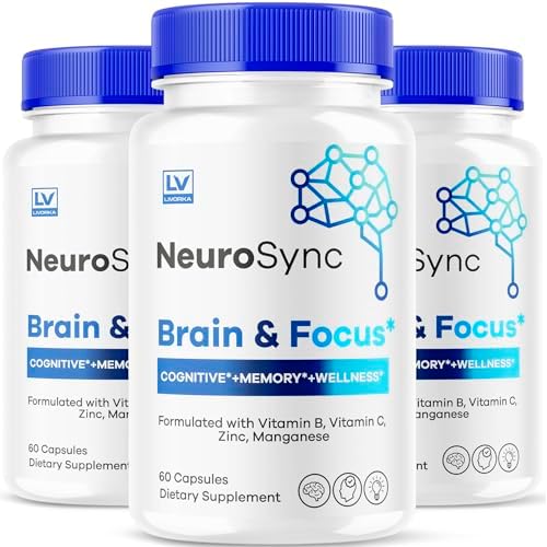 3 Pack NeuroSync Brain Capsules, Neuro Sync Brain & Focus, NeuroSync Brain, NeuroSync Advanced Formula Capsules, NeuroSync Brain Supplement, 180 Capsules for 3 Months