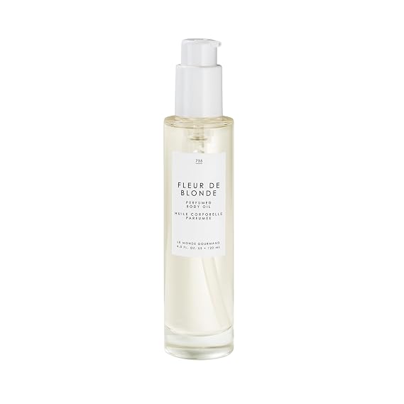 Le Monde Gourmand Fleur de Blonde Perfumed Body Oil for Women, Pear Blossom, Ambrette & Cashmere Musk Scent, Vegan & Cruelty Free, 4 fl oz (118 ml)