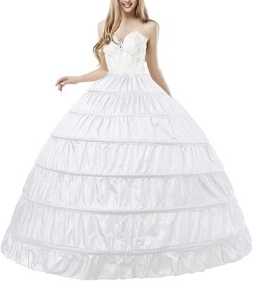 Full A-line 6 Hoop Bridal Dress Gown Slip Petticoat for Women, Womens Half Slips Floor Length Dresses Underskirt for Wedding Ball Gown