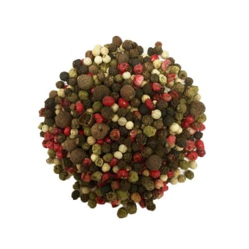 OliveNation Whole Rainbow Peppercorn Mix, Black, Green, Pink, White, Jamaican, Tellicherry, Szechuan - 4 ounces