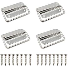 4 Pack Stainless Steel Wardrobe Handle, Foldable Boat Hatch Latch Cabinet Lifting Ring Pull Handle,Cabinet Pull Handle Accessories,Toolbox Door Chest Handle Large