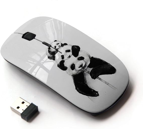 [ Optical 2.4G Wireless Mouse [ Panda Bears Bamboo Black White Baby Cute ]