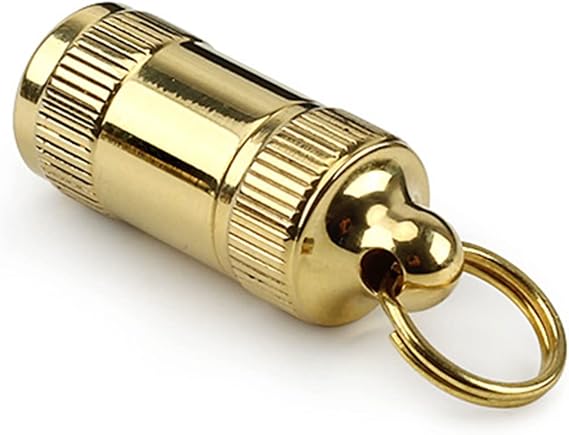 Portable Pill Case Container, Mini Brass Waterproof Pill Storage Box | Small Metal Pill Match Case,Keychain Pill Holder Medicine Organizer for Pocket, Purse, Necklace, Outdoor Travel/Camping