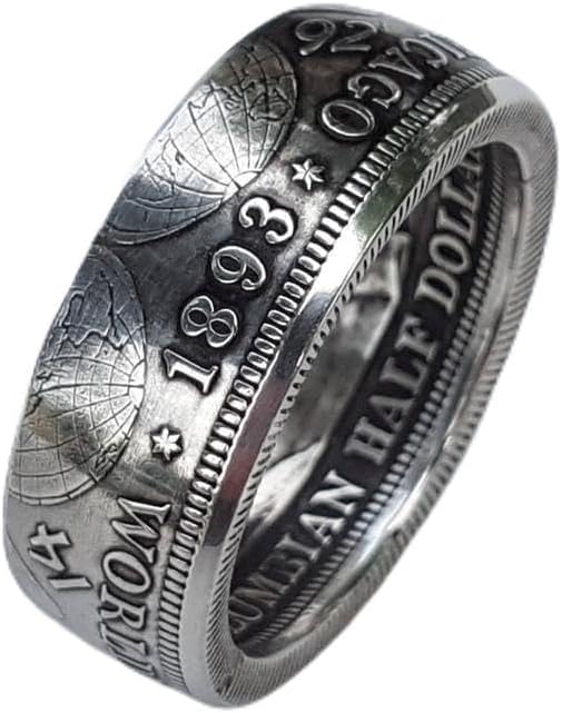 Morgan Silver Dollar Coin Men's Ring, Coin Ring for Men, Women Coin Rings, Promise Ring, 1 Dollar Silver Coins Rings Men, Coin Morgan Ring Dollar Engraved 1893 Ring Size 11