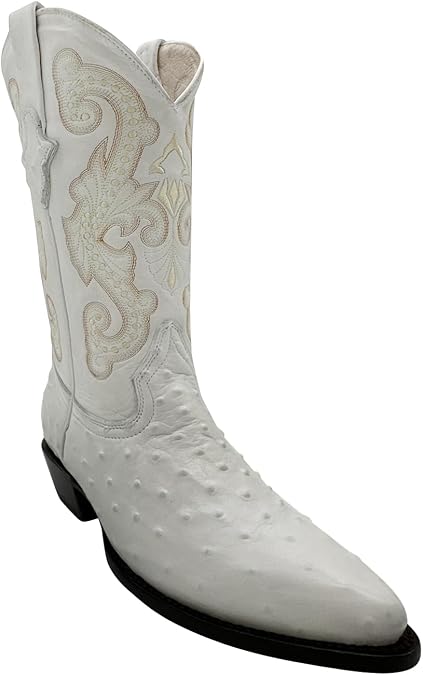 The Western Shops Mens J Toe Ostrich Print Leather Western Cowboy Boot