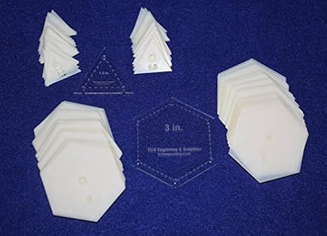 Mylar 3 Inch Hexagon & 1.5 Inch Equilateral Triangle 102 Piece Set - Quilting/Sewing Templates