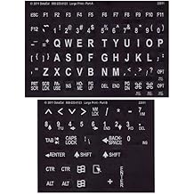 Large Print-Braille Keyboard Labels- White on Blk