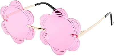 Klfoho Rimless Flower Shape Sunglasses Fashion Glasses Women Men Party Christmas Cosplay Glasses Prom Accessories