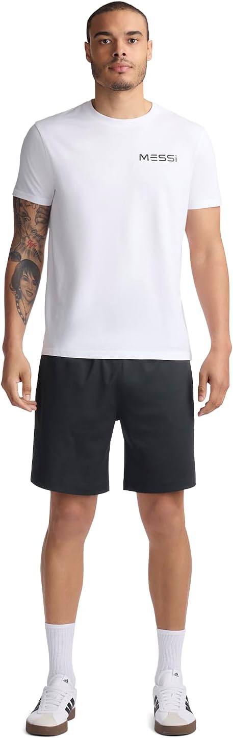 Messi Men's Back Graphic Silhouette Short Sleeve T-Shirt, 100% Cotton | Comfortable Fit