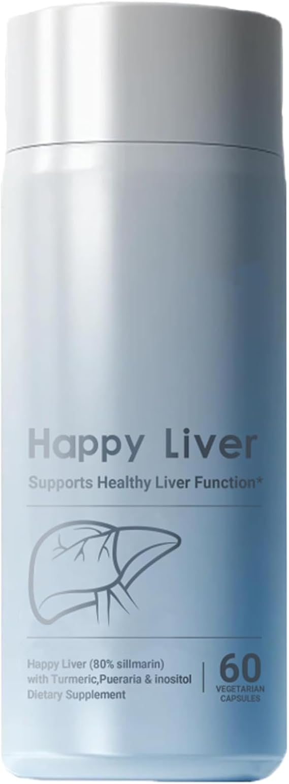 Liver Supports Function,Happy Liver Supplement,Cleanse & Repair - Milk Thistle Supplement for Digestion & Immune with Kudzu,Turmeric - Herbal Support,60 Count