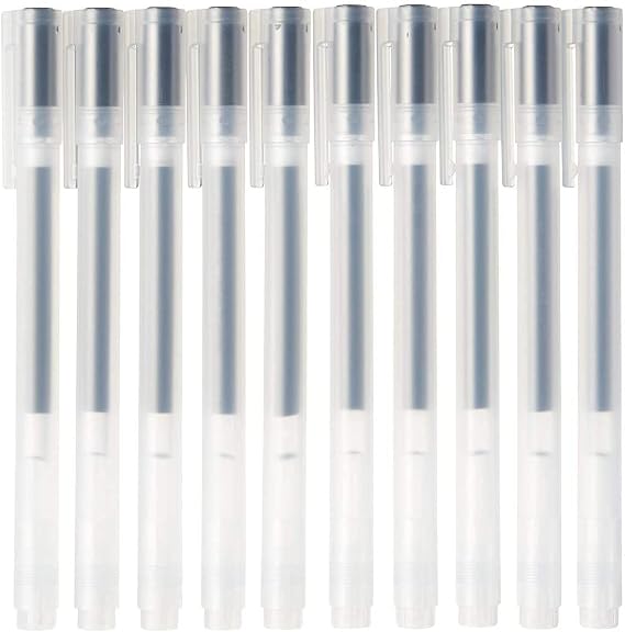 Muji Gel Ink Ballpoint Pen Cap Type 10-Pieces Set, 0.38 mm Nib Size, Black