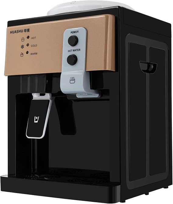 Top Loading Water Cooler Dispenser, Countertop Water Dispenser 1.2 to 5 Gallon, Three Temperatures Settings, Cold & Hot Water Dispensers for Bedroom, Living Room, Kitchen, Studio, Office, Desk, Dorm