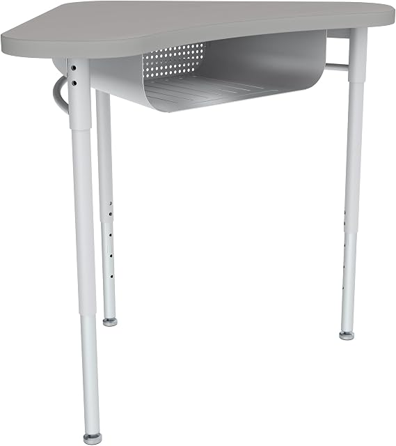 Boomerang Collaborative Adjustable Height Open Front Student Desk with Laminate Top and Perforated Book Box- Home, Office and Classroom